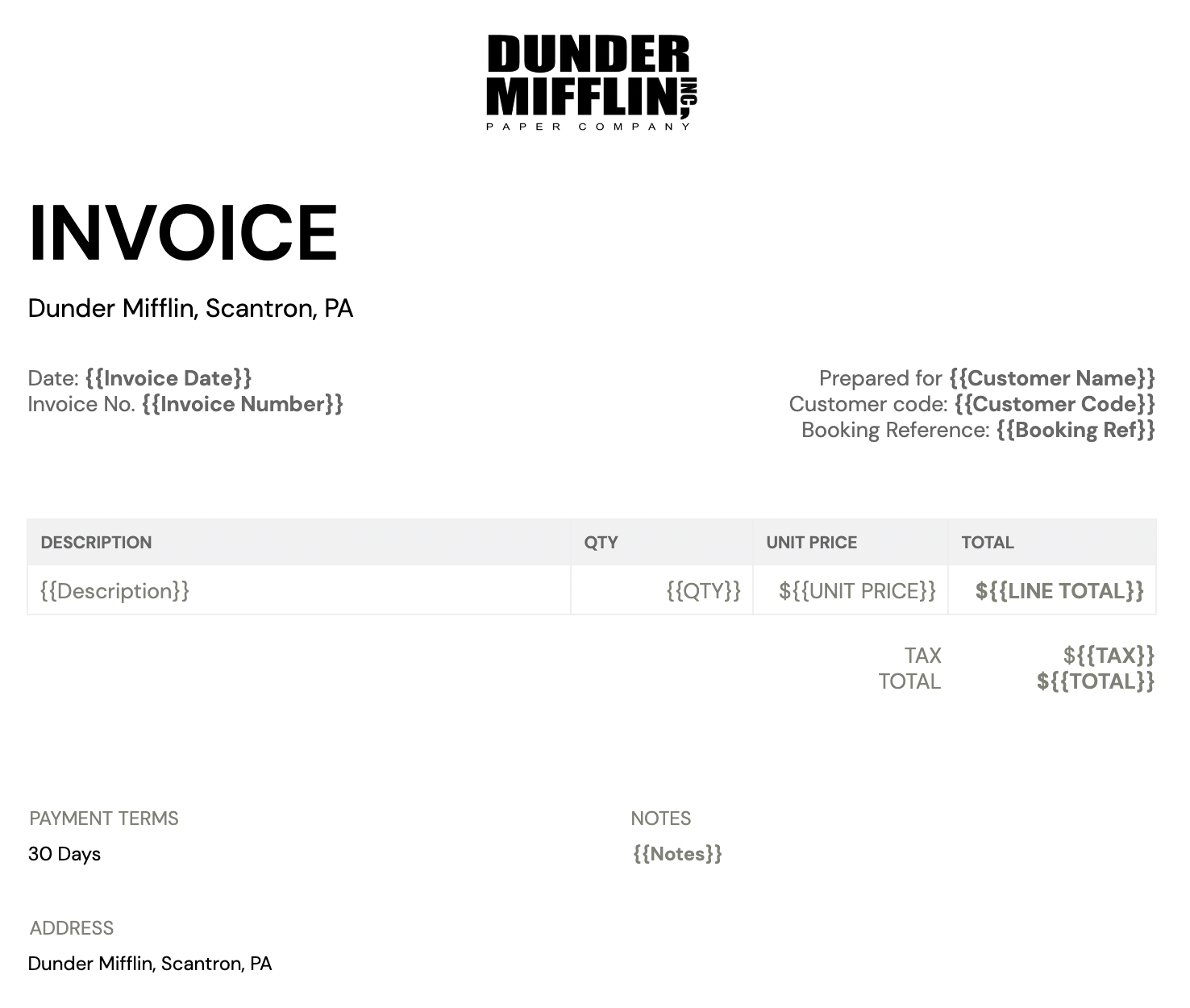Portant's Google Sheets Invoice Template