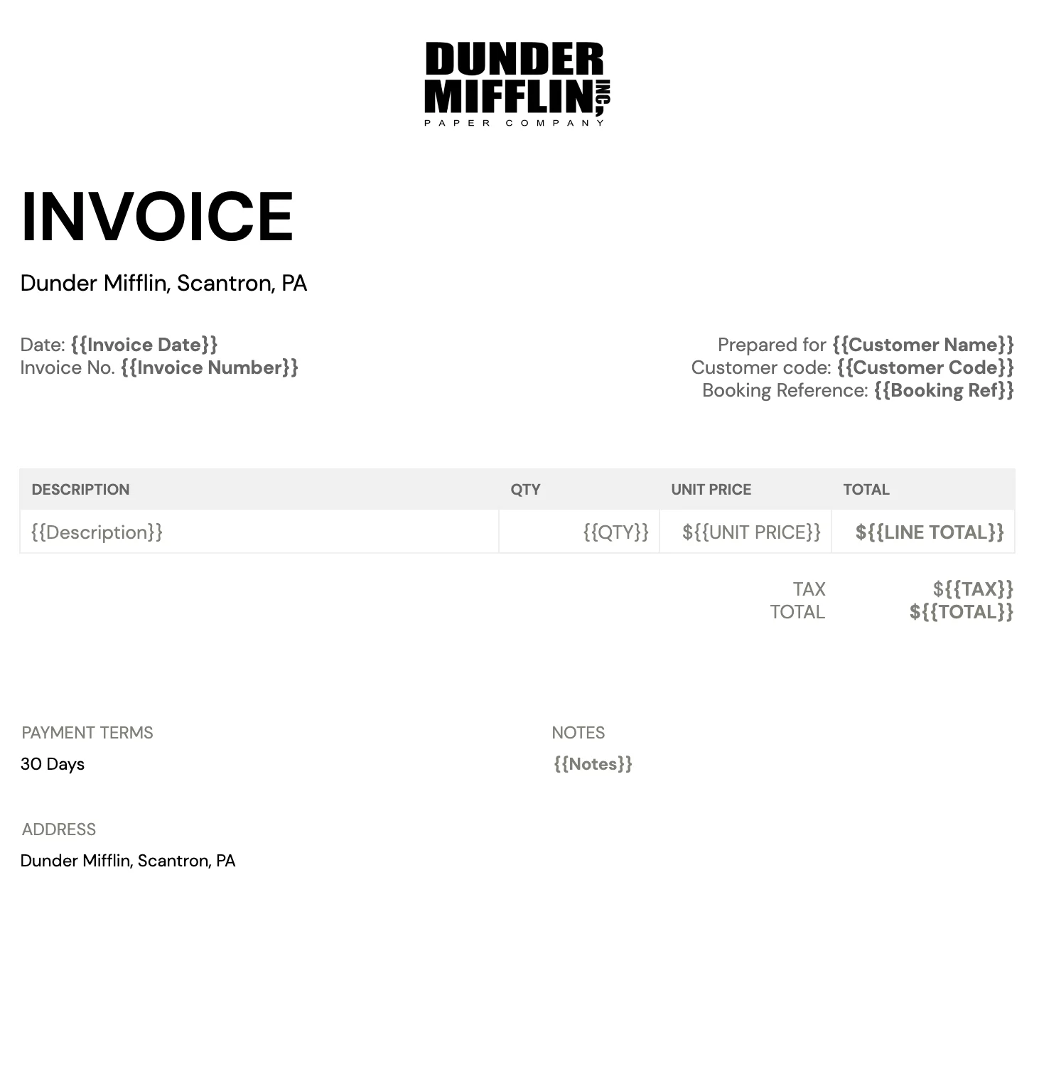 Portant's Free Invoice Template