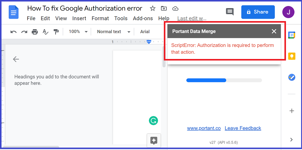 A screenshot of ScriptError: Authorization is required to perform that action
